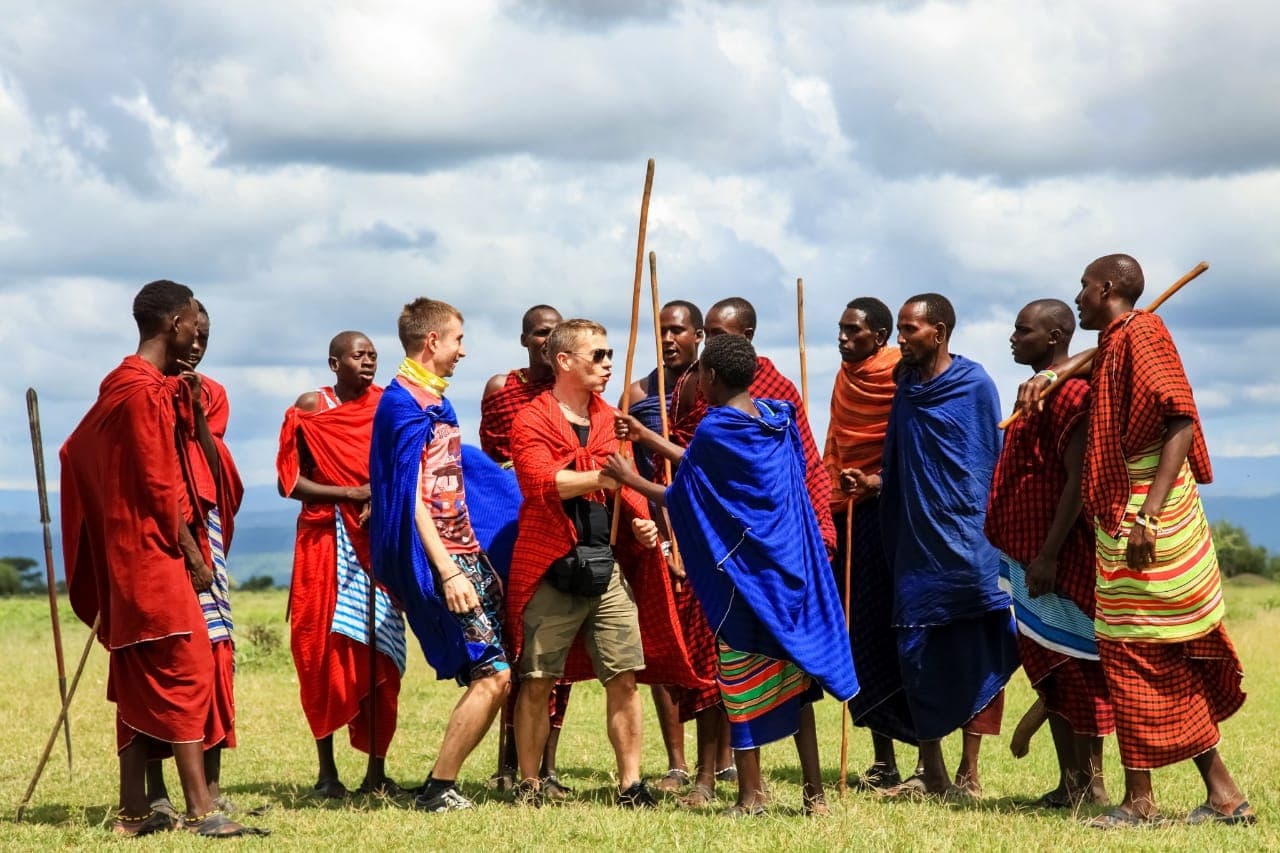 A Maasai community welcoming a visitor